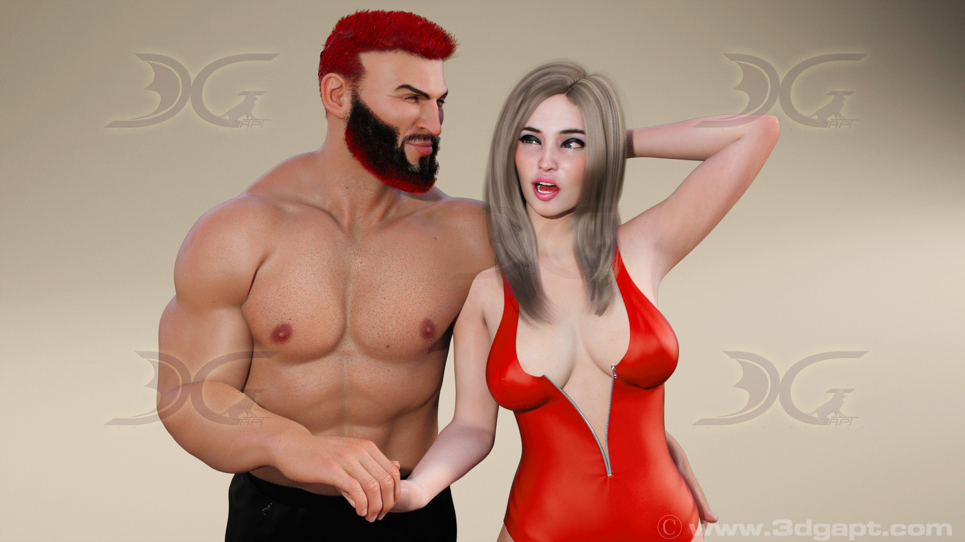 3D characters - Woman and man for book covers