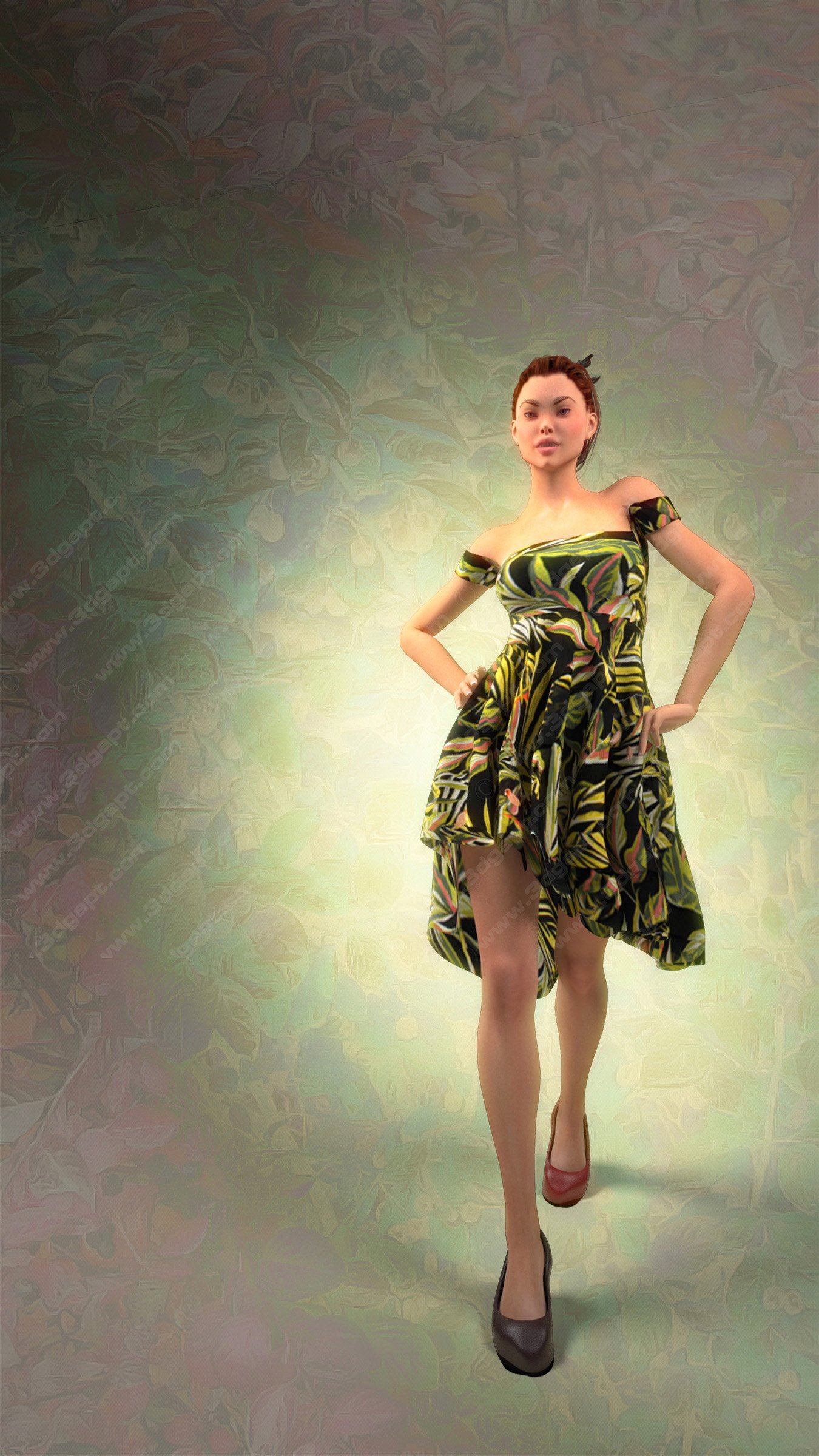 3d characters woman in dress 011