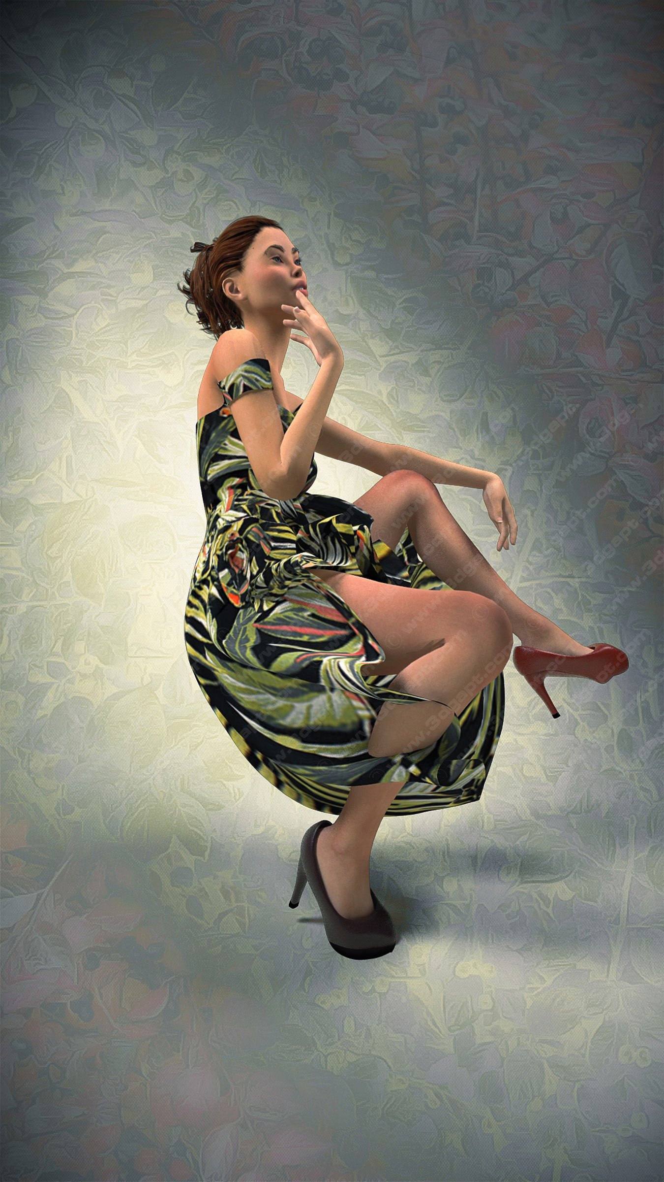 3d characters woman in dress 012