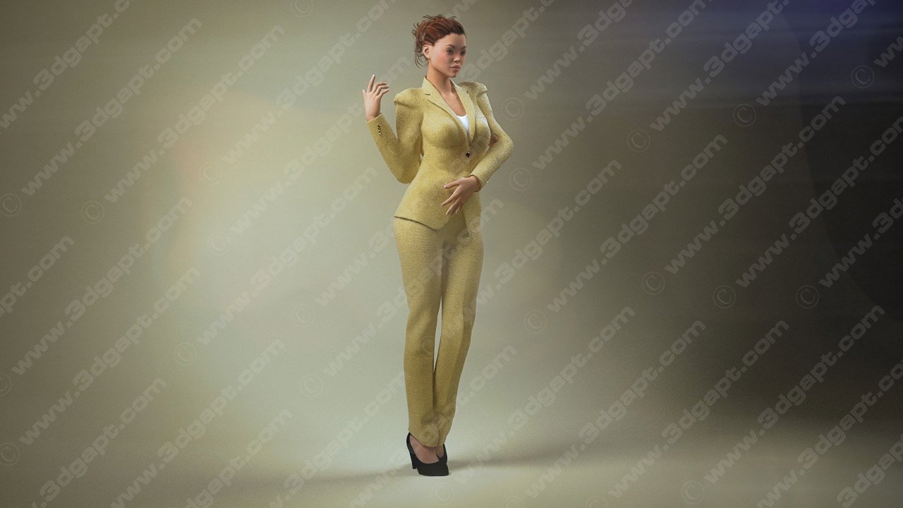 3d characters woman in dress 014