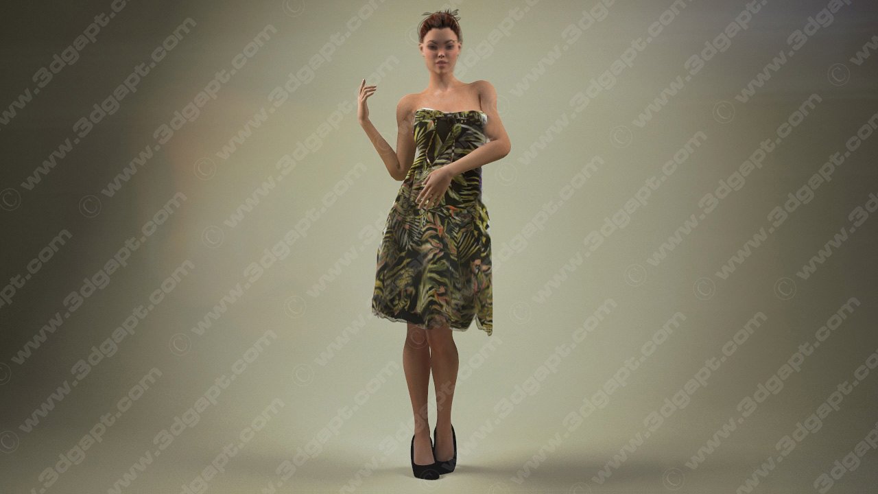3d characters woman in dress 015