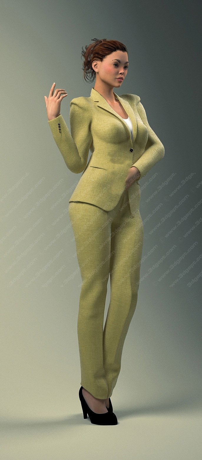 3d characters woman in dress 022