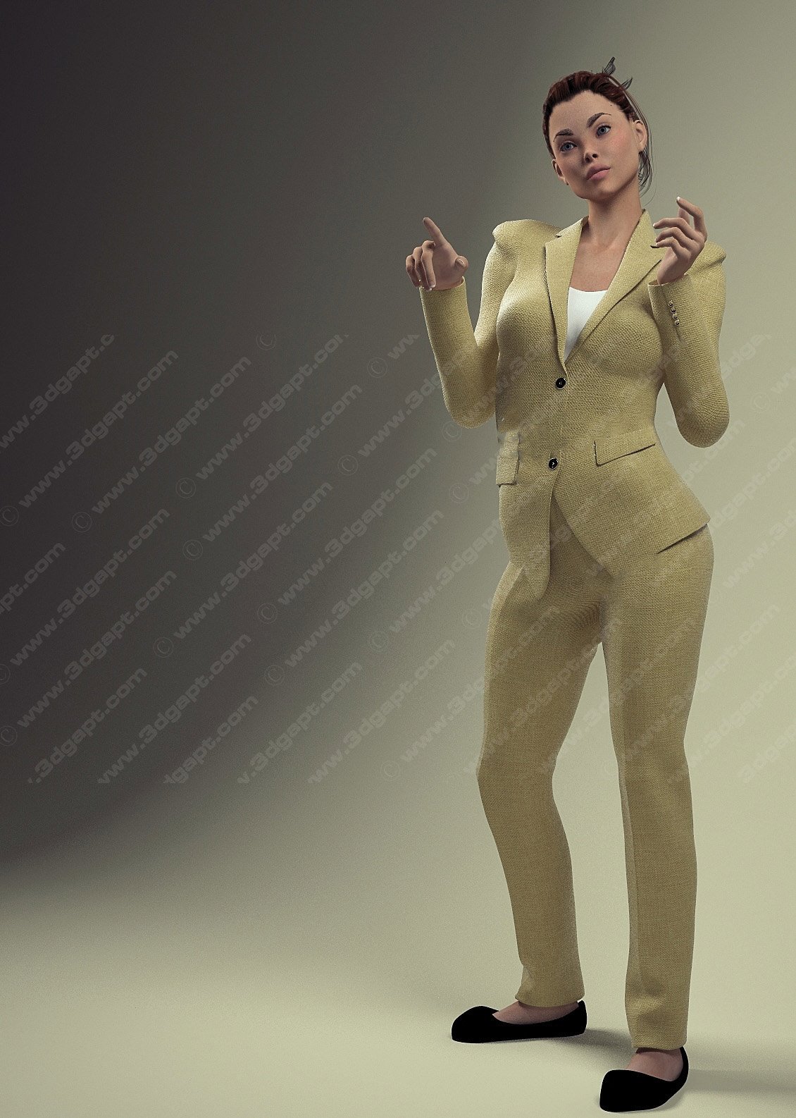 3d characters woman in dress 024