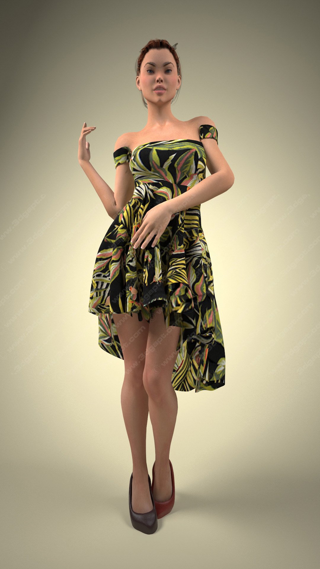3d characters woman in dress 026