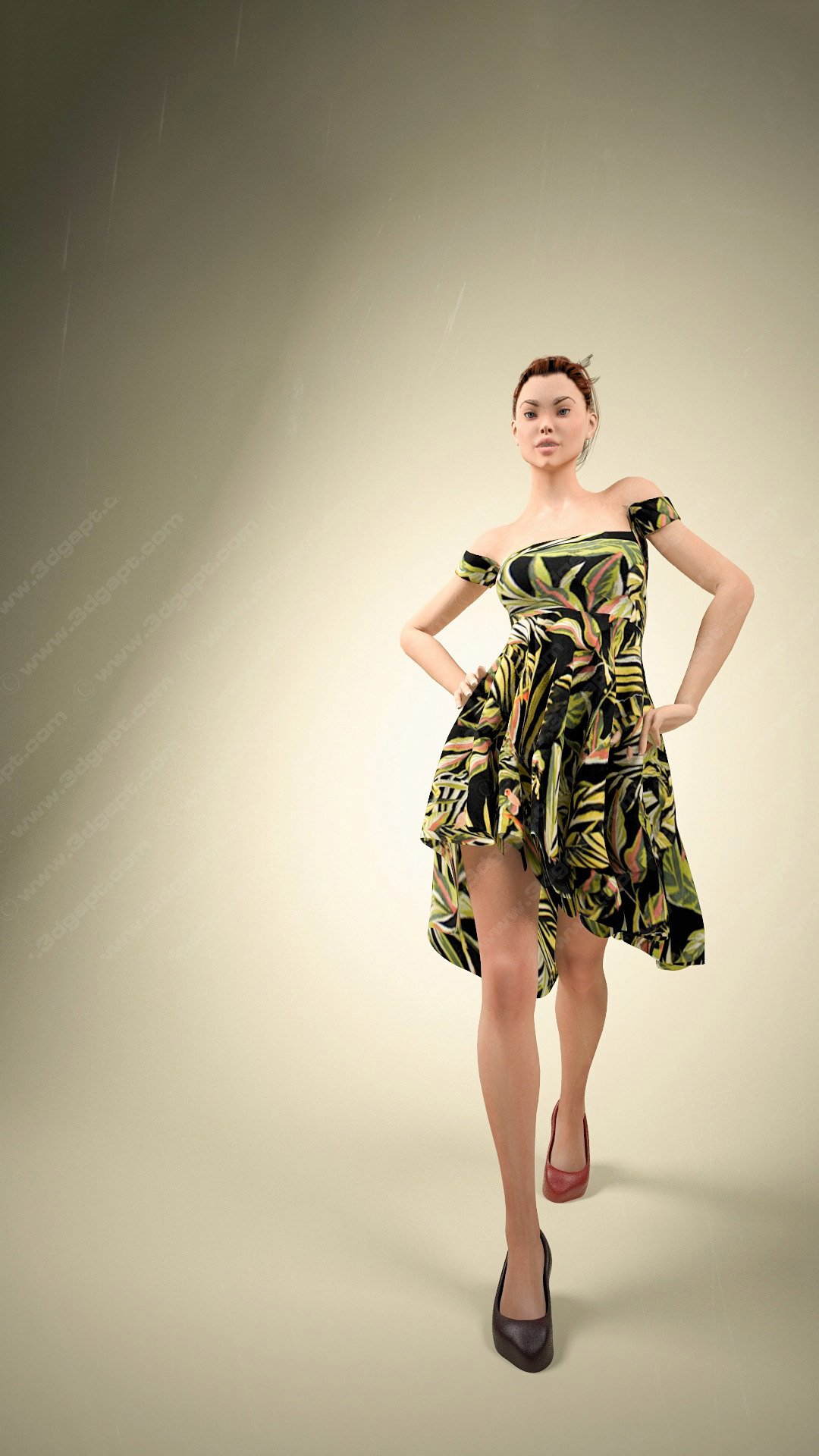 3d characters woman in dress 027