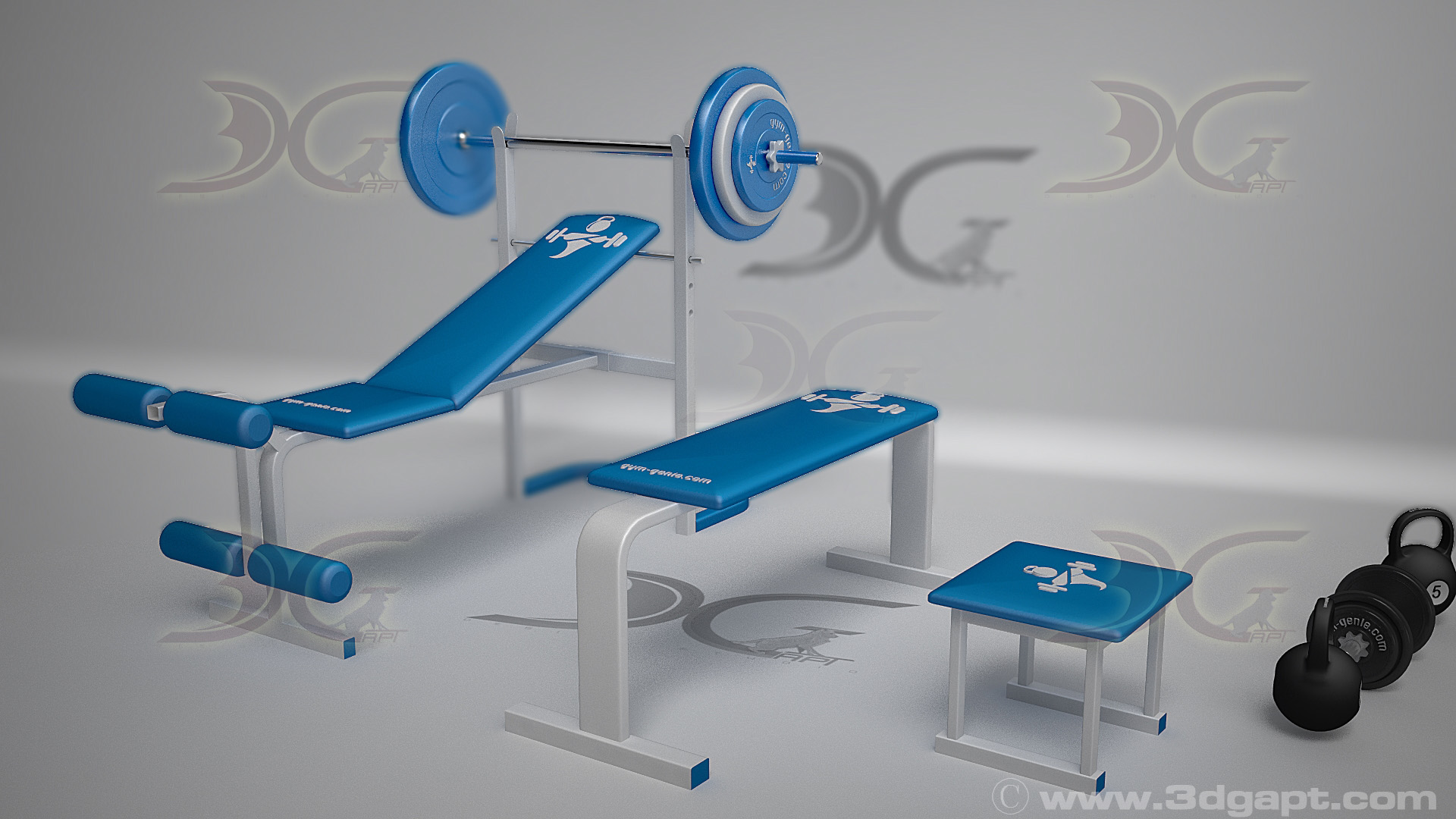 Fitness Equipment and animation of basic exercises