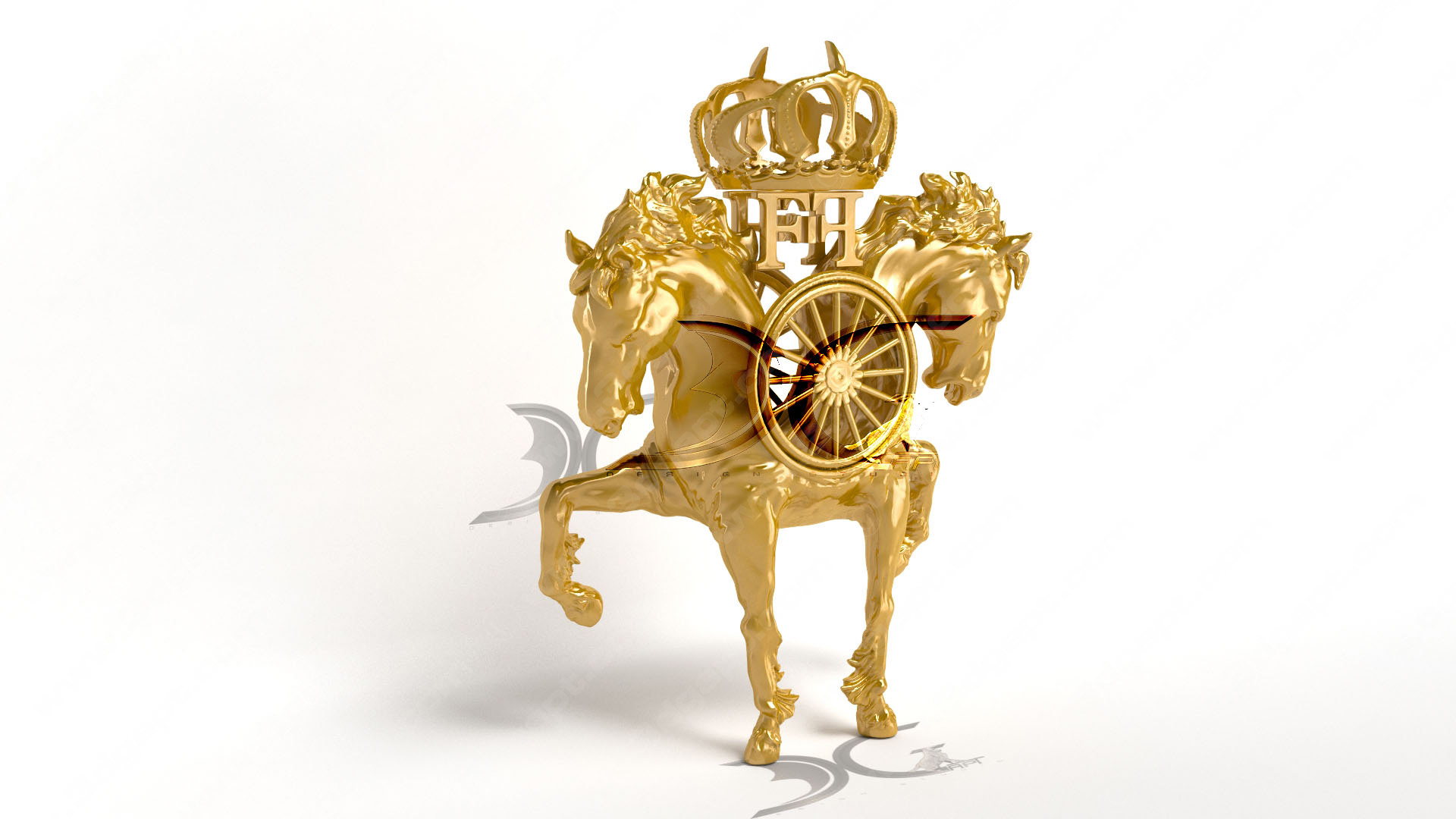 Golden horse sculpture3