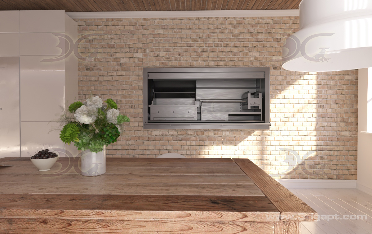 kitchen with fireplace 3