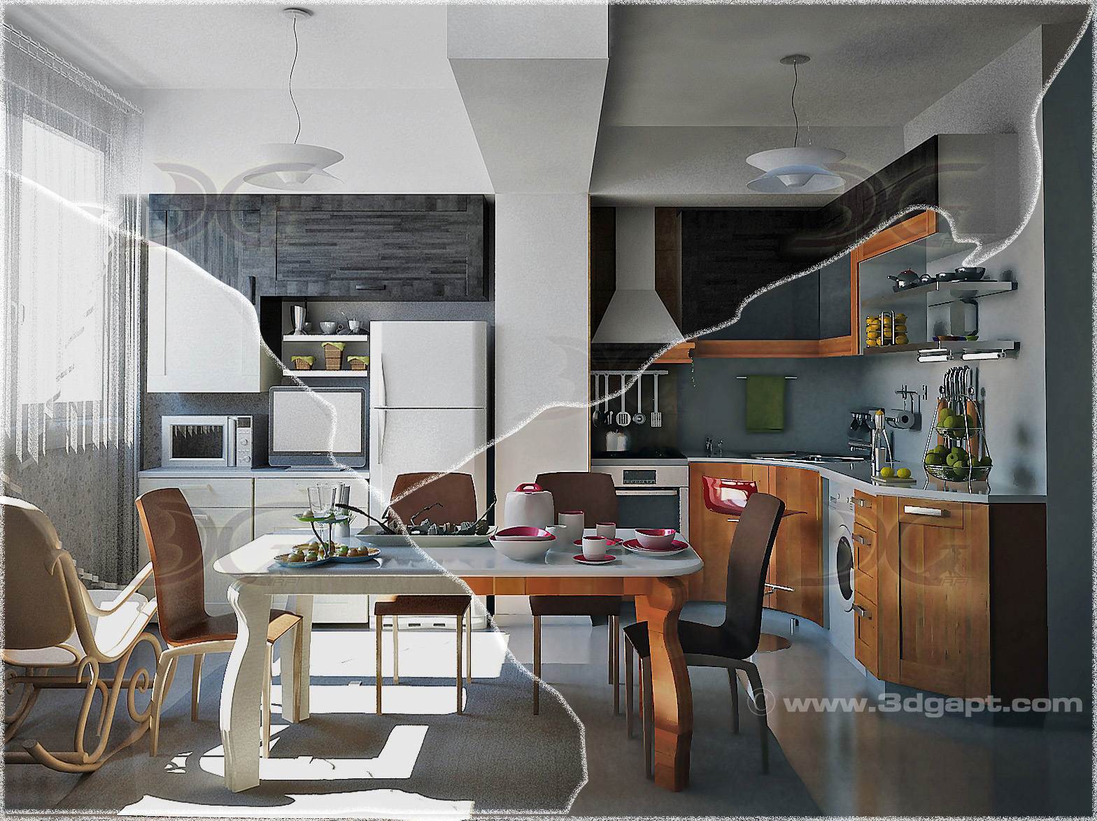 architecture interior kitchen-3versions 1