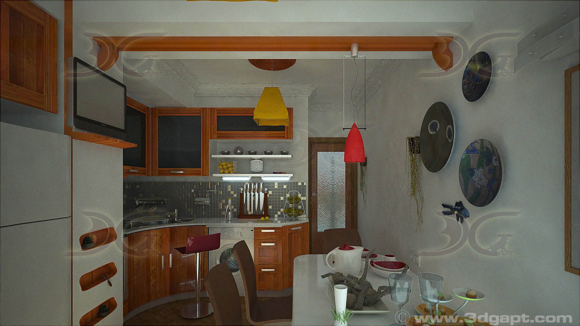 Architecture Interior Kitchen 3versions 23