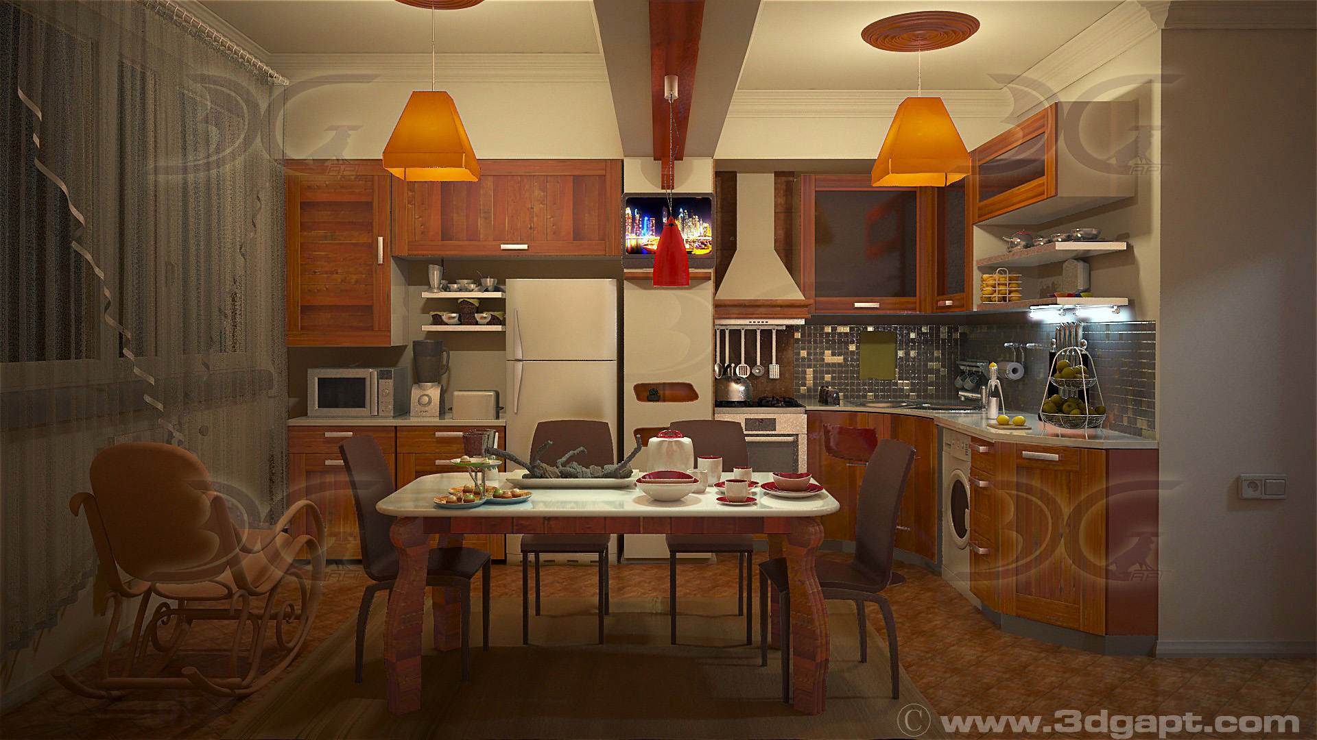 Architecture Interior Kitchen 3versions 25