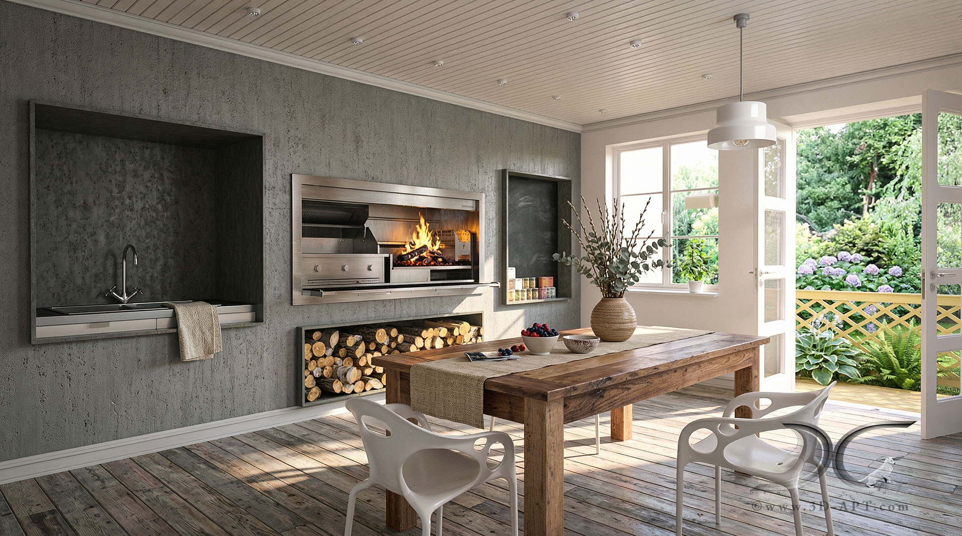 architecture_interior_kitchen_ fireplace_31