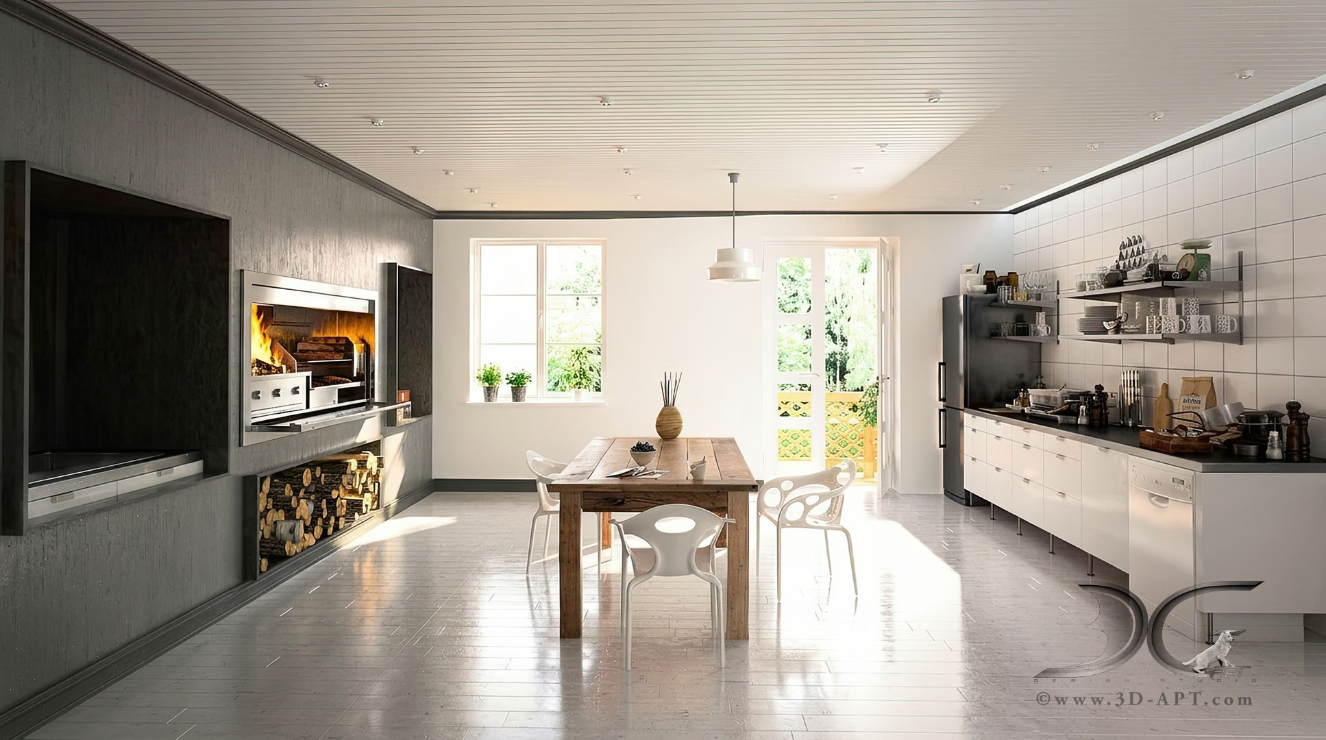 architecture_interior_kitchen_ fireplace_37