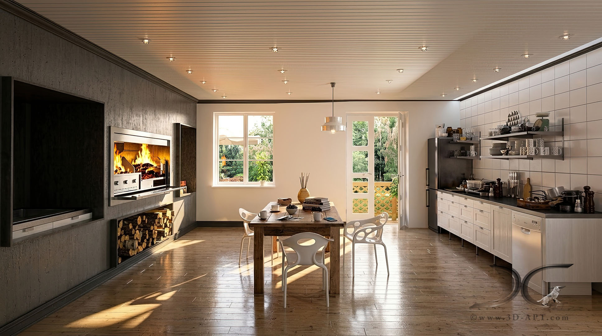 architecture_interior_kitchen_ fireplace_38