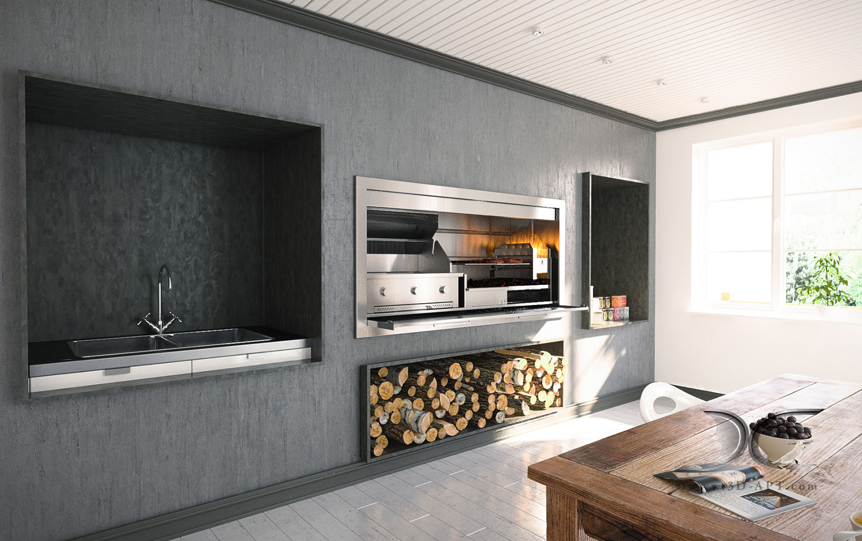 architecture_interior_kitchen_ fireplace_47