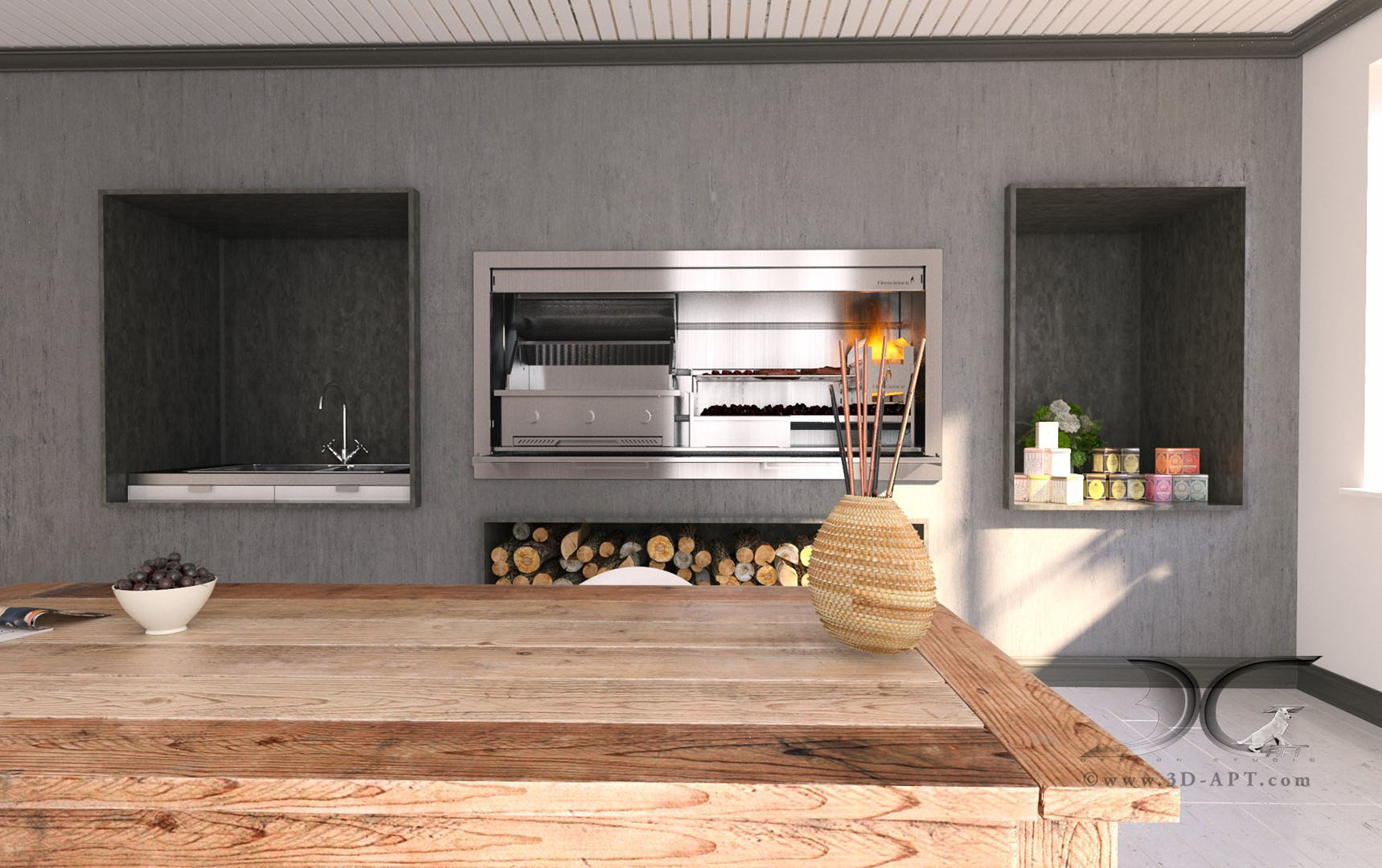 architecture_interior_kitchen_ fireplace_49