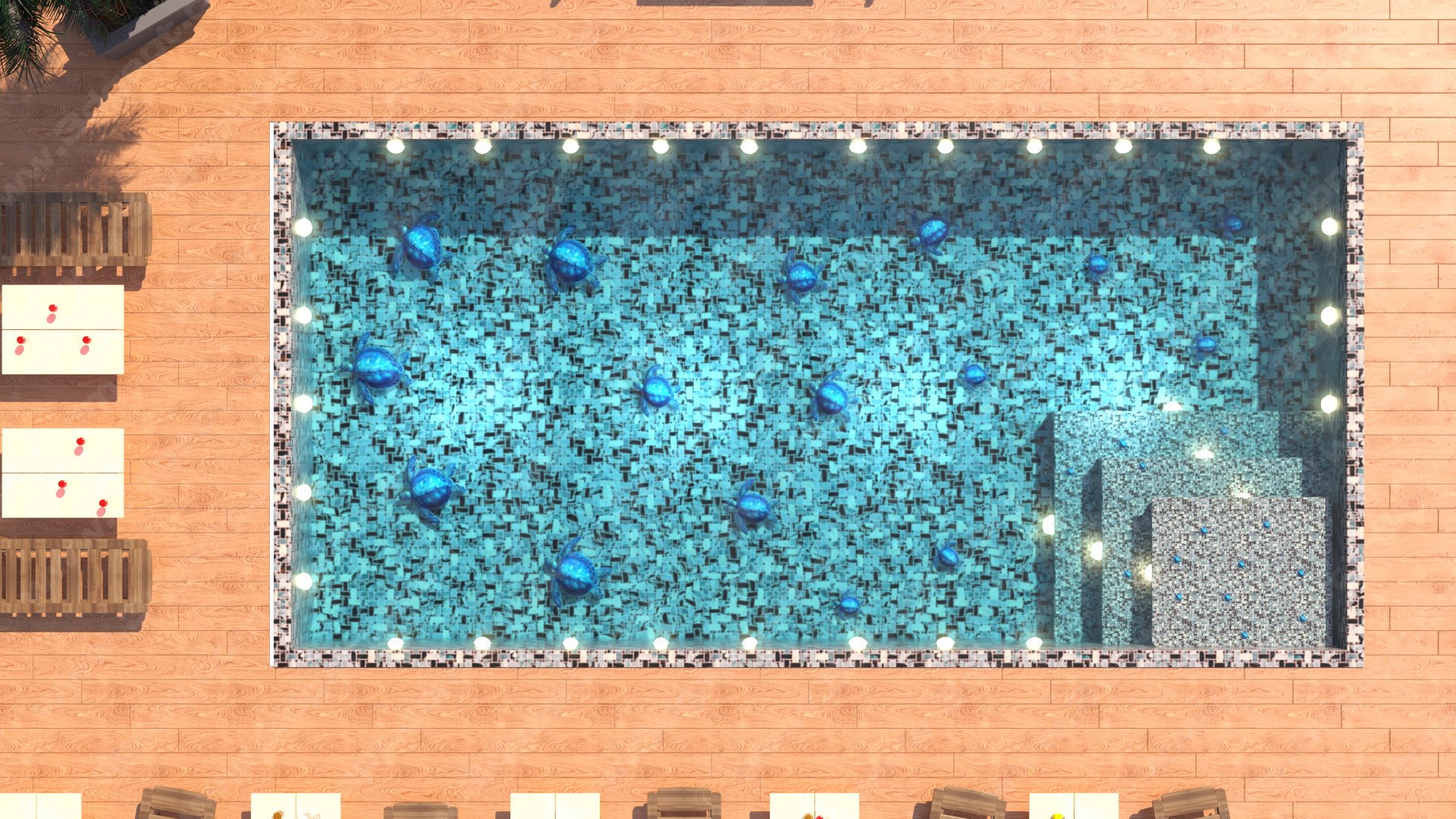 Pool with 3d turtles on the floor - Alternative version 17
