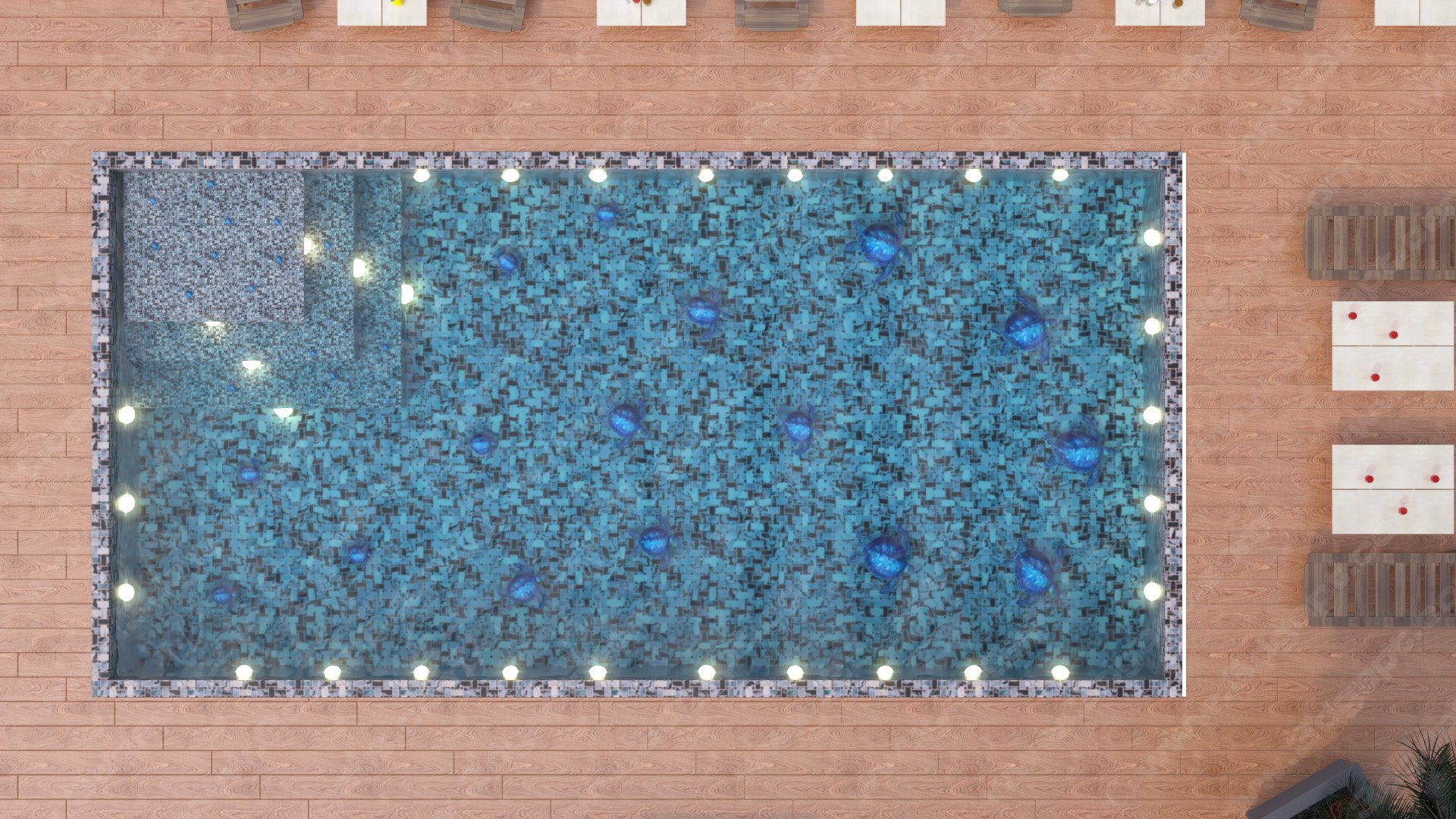 Pool with 3d turtles on the floor - Alternative version - 27